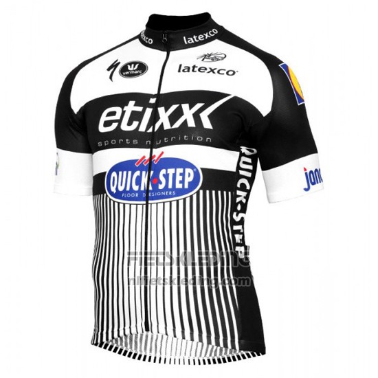 2016 Fietskleding Etixx Quick Step Wit en Zwart Korte Mouwen en Koersbroek